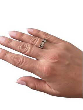Silver Designer Inspired Name Band Ring - Silver